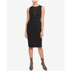 Rachel Roy Zane Mesh and Grommet Black Dress Sleeveless Cocktail Party Formal M